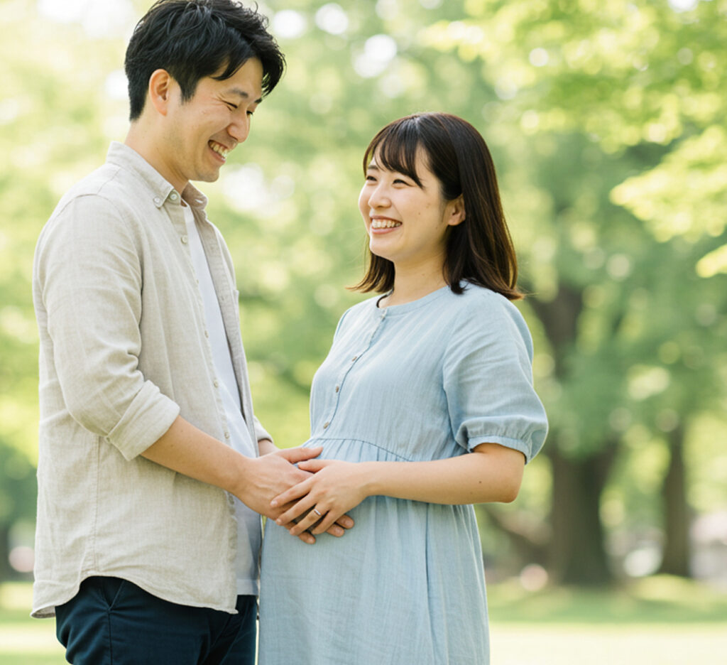 Couple focusing on prenatal fitness, health management, and body improvement