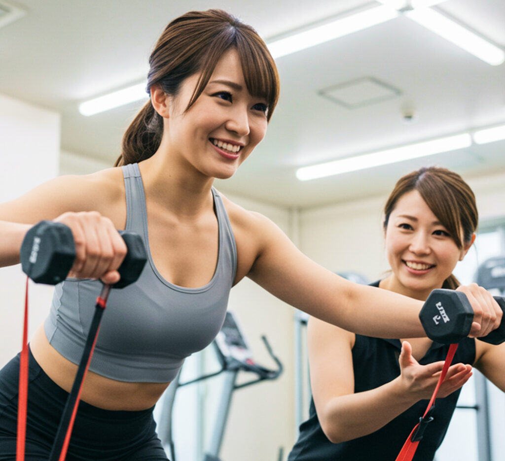 Two women training in private gym environment without worrying about others